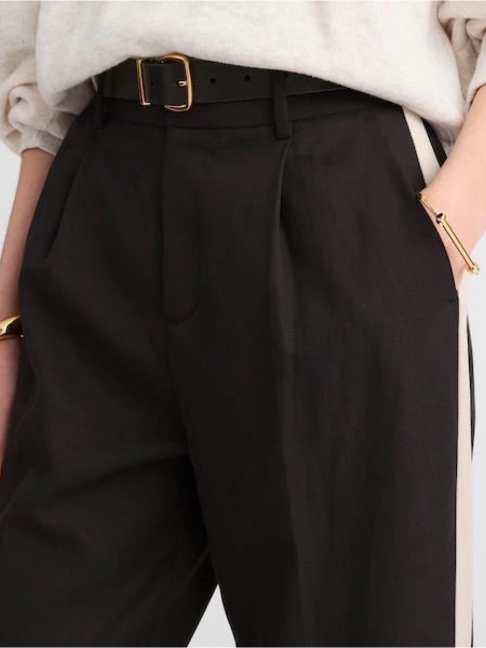 Madewell Black Pants with Cream Side Stripe – Size 00